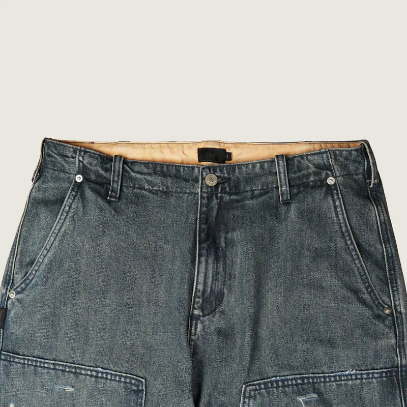 P.B.P - DENIM DOUBLE KNEE PANTS - BLUE