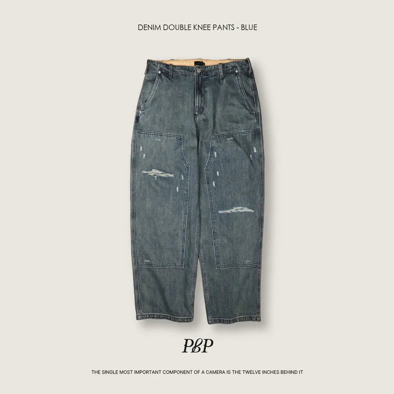 P.B.P - DENIM DOUBLE KNEE PANTS - BLUE