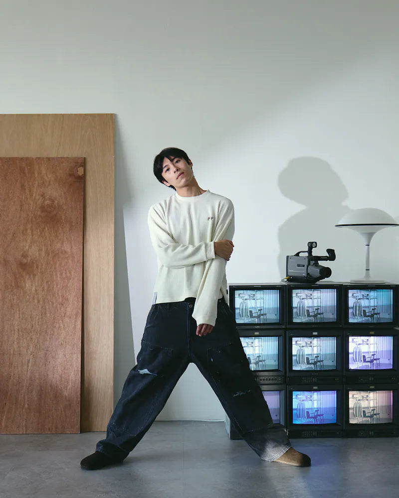 P.B.P - DENIM DOUBLE KNEE PANTS - BLACK