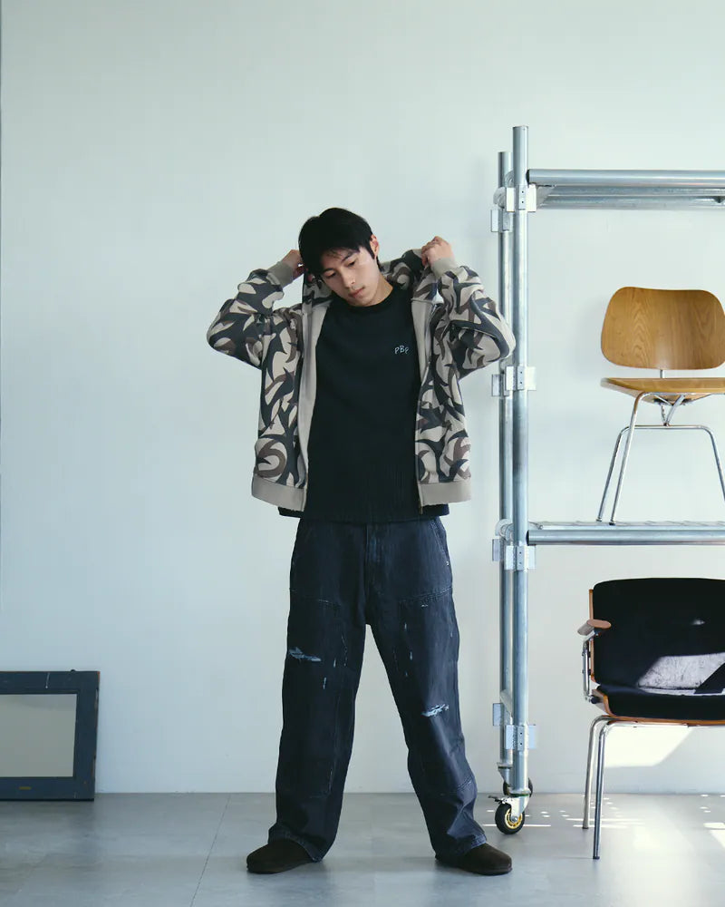 P.B.P - DENIM DOUBLE KNEE PANTS - BLACK