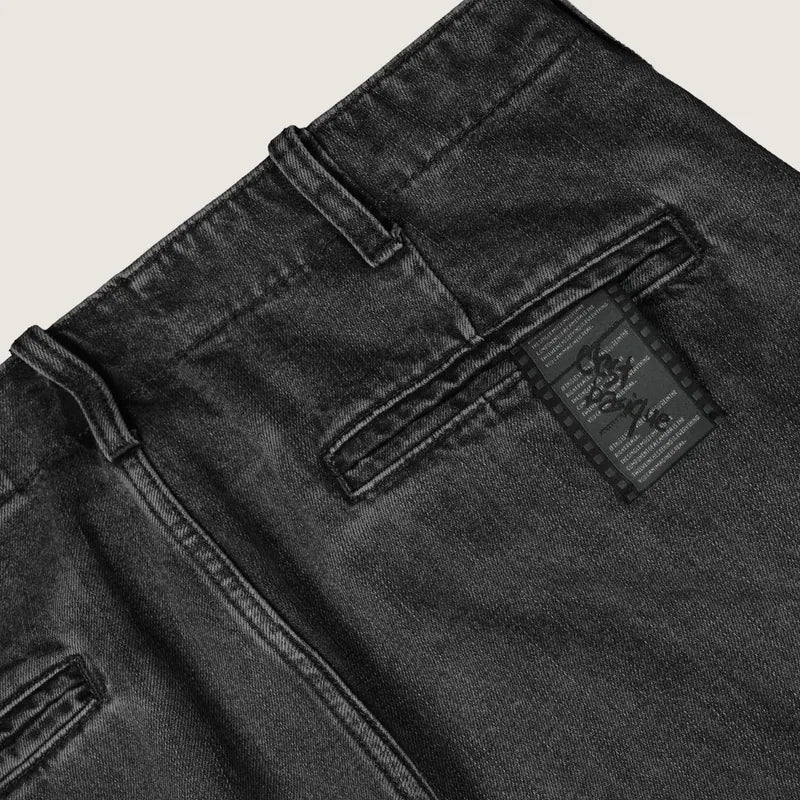 P.B.P - DENIM DOUBLE KNEE PANTS - BLACK