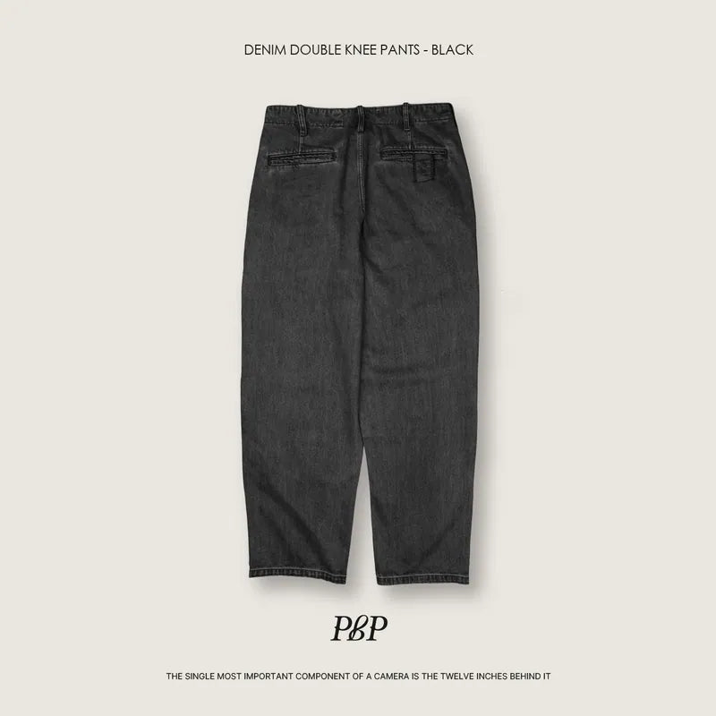 P.B.P - DENIM DOUBLE KNEE PANTS - BLACK