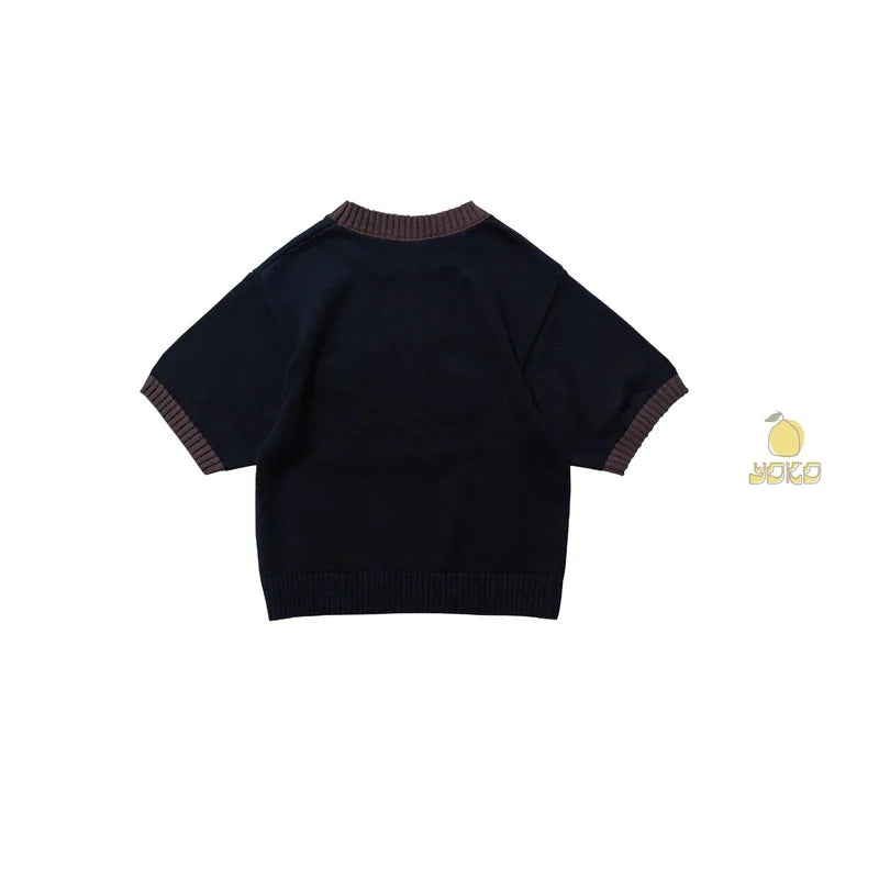 YOKO Floral Contrast Knit Tee