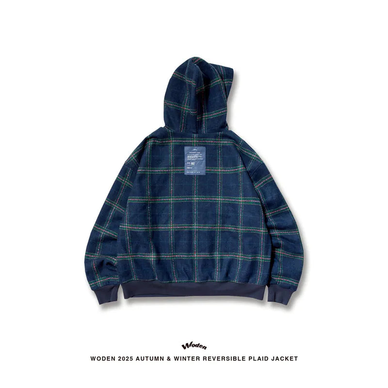 WODEN 2025 Autumn & Winter 012 Reversible Plaid Hoodie Jacket