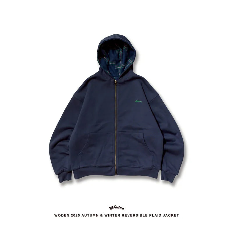 WODEN 2025 Autumn & Winter 012 Reversible Plaid Hoodie Jacket