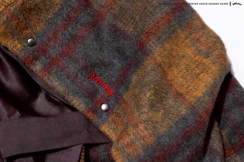 WODEN 2025 Autumn & Winter 013 Check Hooded Scarf
