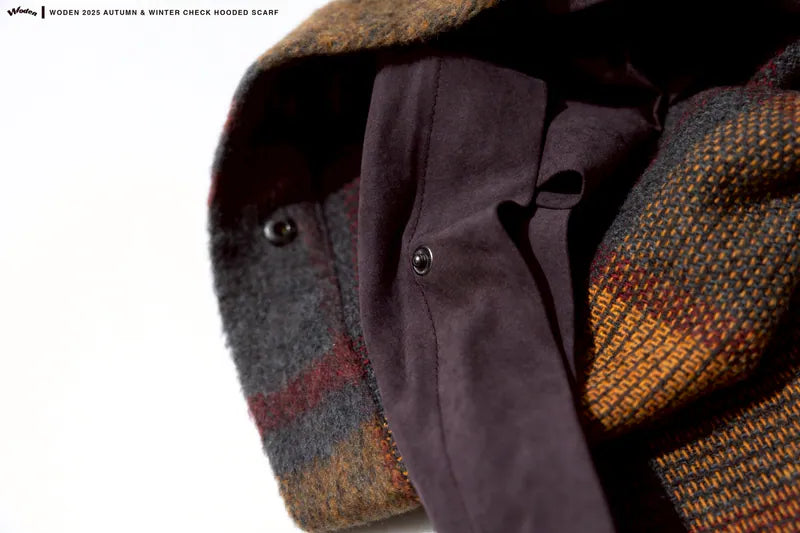 WODEN 2025 Autumn & Winter 013 Check Hooded Scarf