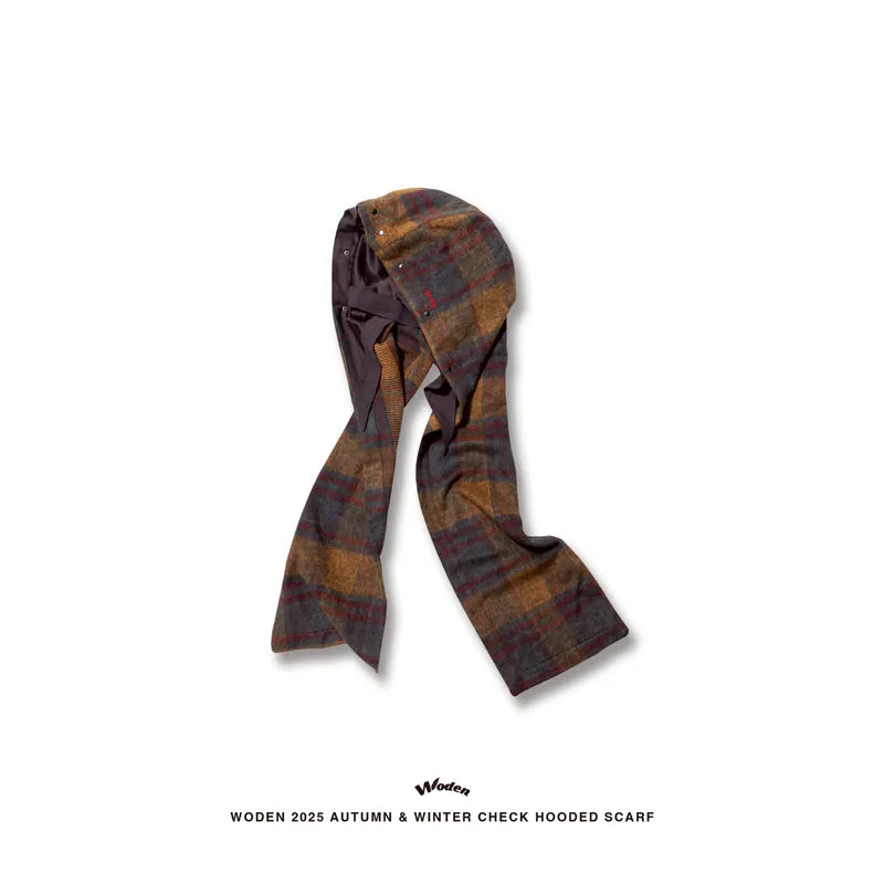 WODEN 2025 Autumn & Winter 013 Check Hooded Scarf
