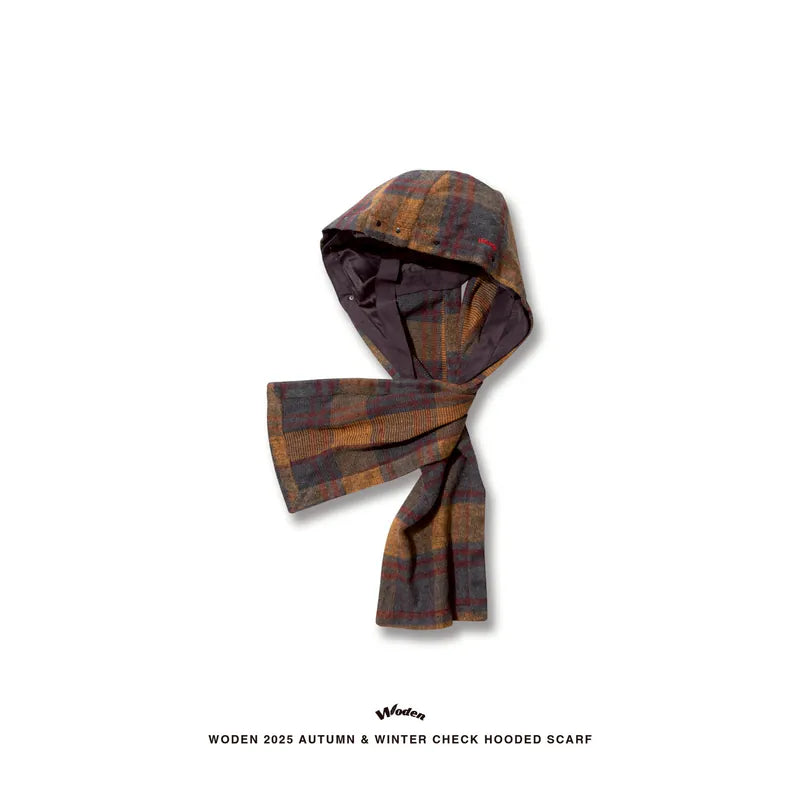 WODEN 2025 Autumn & Winter 013 Check Hooded Scarf