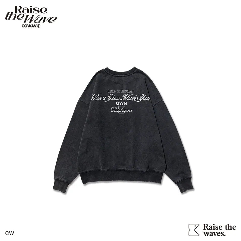 COWAVE 2025 Fall & Winter Wash Slogan Sweatshirt