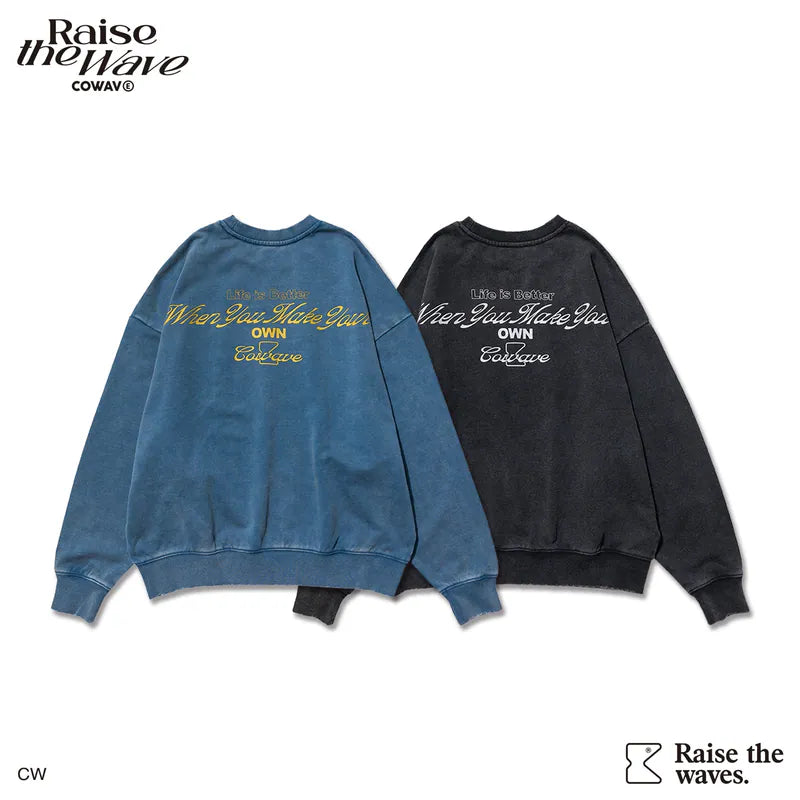 COWAVE 2025 Fall & Winter Wash Slogan Sweatshirt