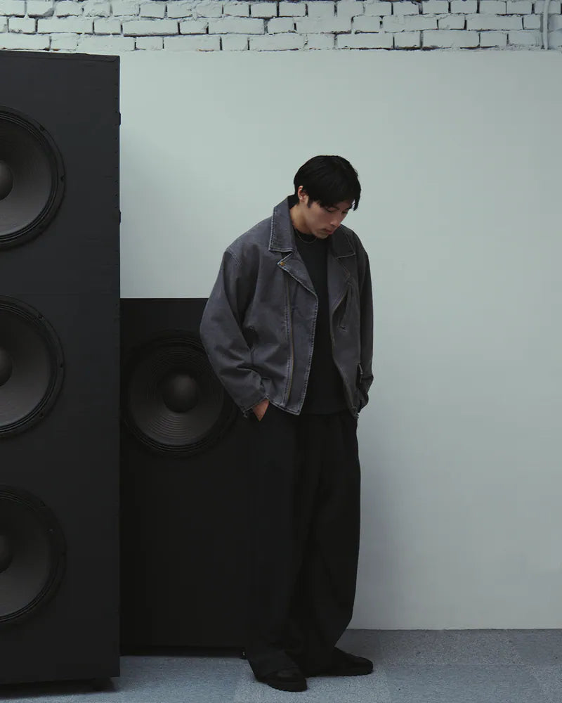 P.B.P - WASHED BIKER JACKET - GRAY