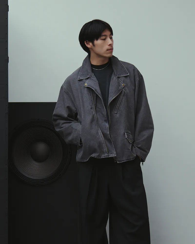 P.B.P - WASHED BIKER JACKET - GRAY