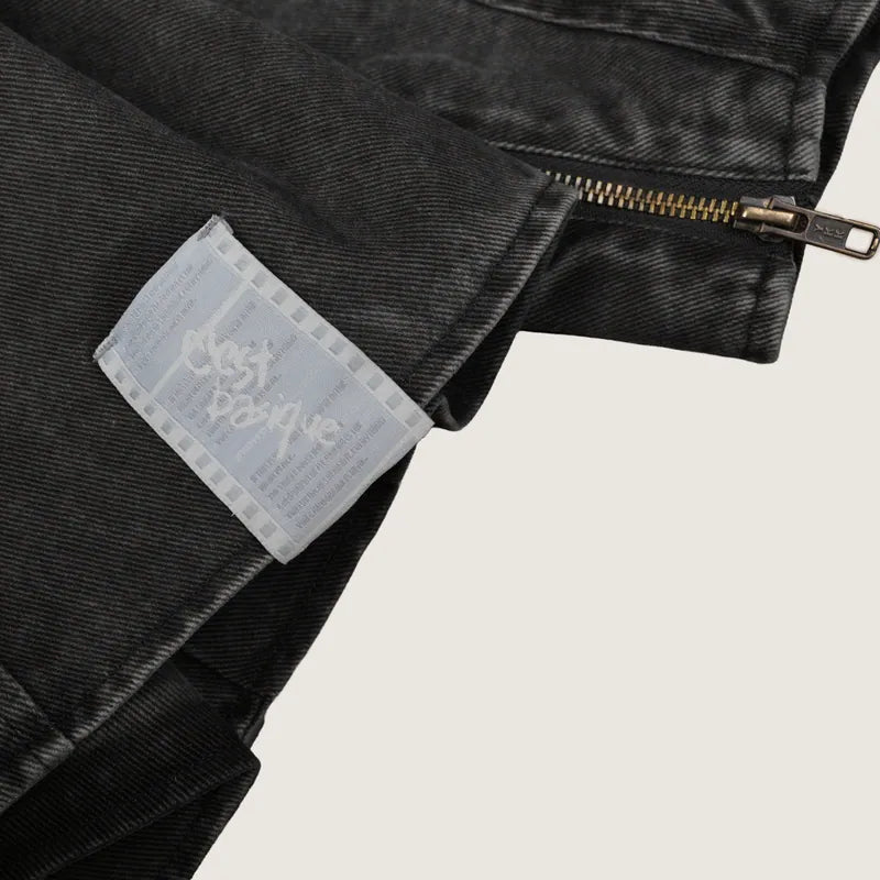 P.B.P - WASHED BIKER JACKET - GRAY