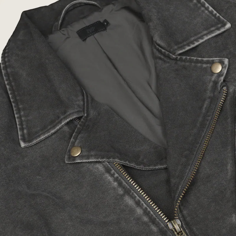 P.B.P - WASHED BIKER JACKET - GRAY