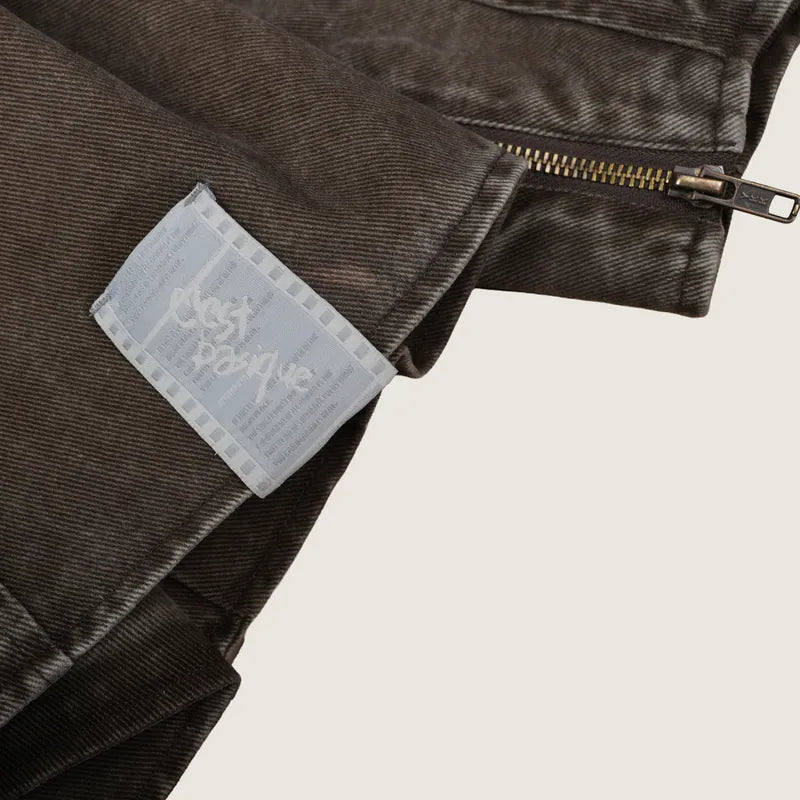 P.B.P - WASHED BIKER JACKET - BROWN