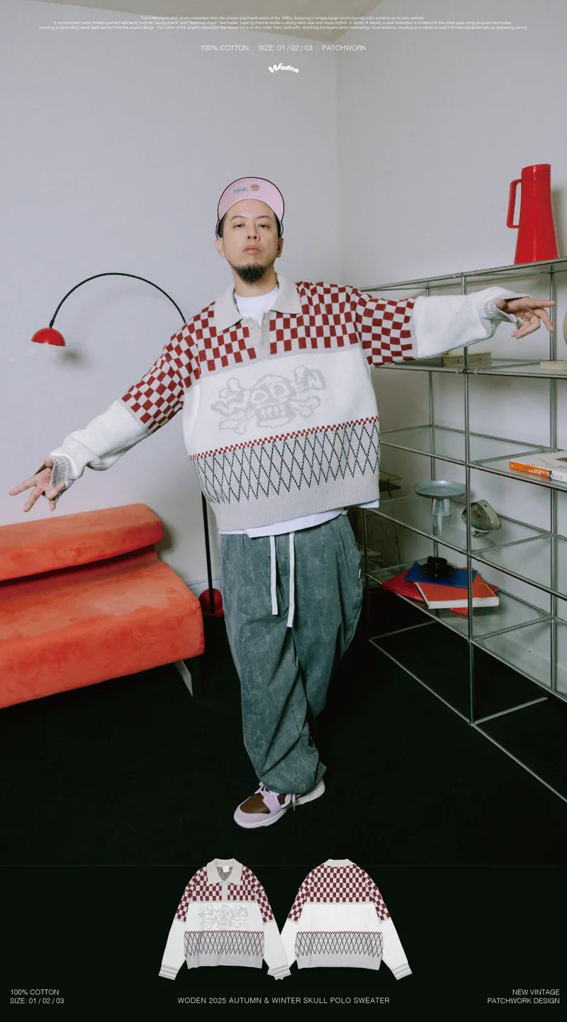 WODEN 2025 Autumn & Winter Skull Polo Sweater