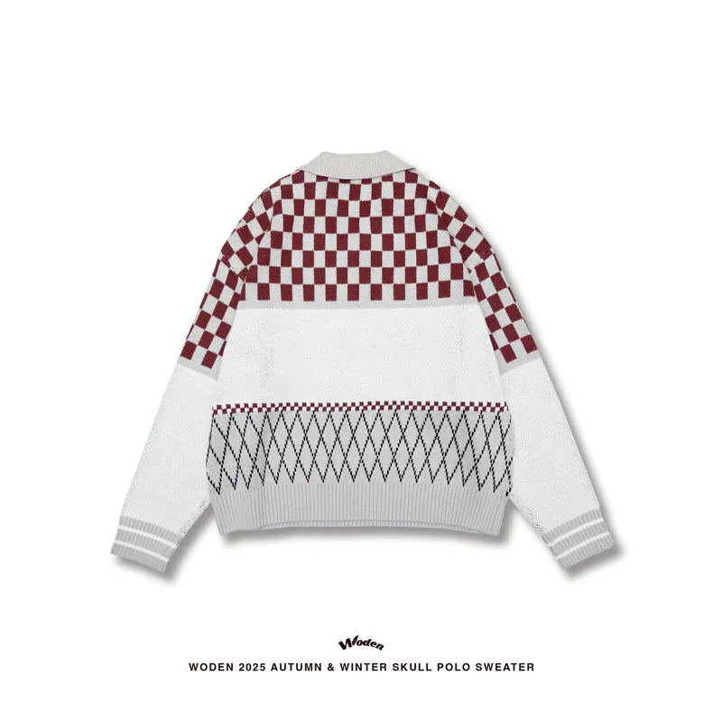 WODEN 2025 Autumn & Winter Skull Polo Sweater