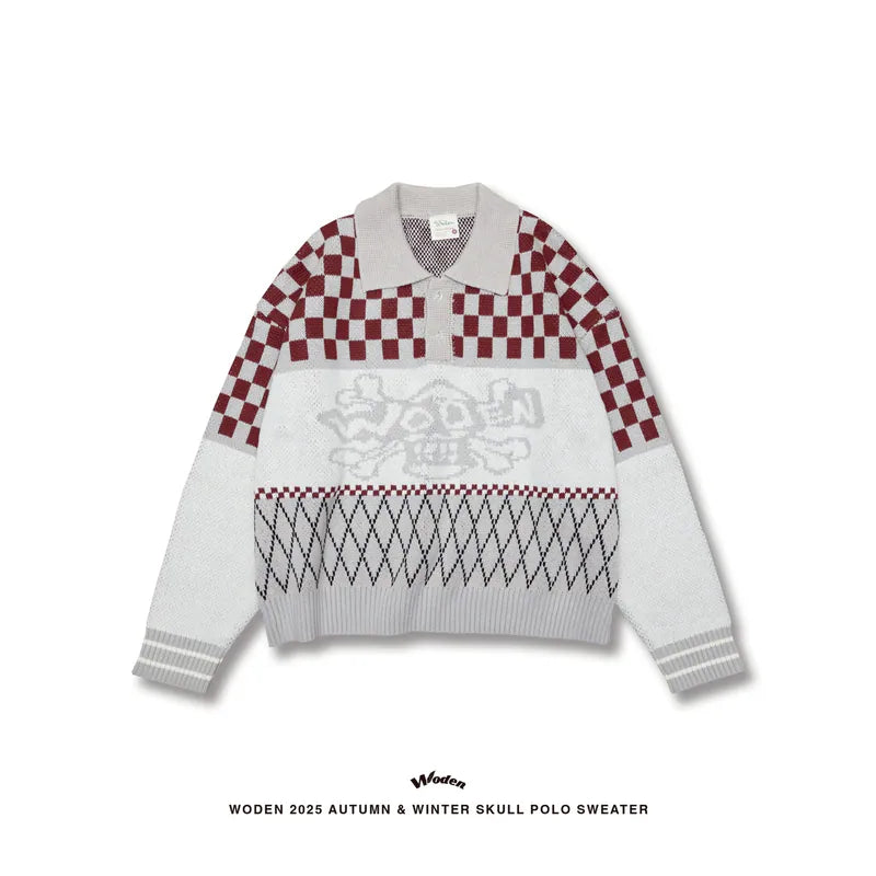 WODEN 2025 Autumn & Winter Skull Polo Sweater