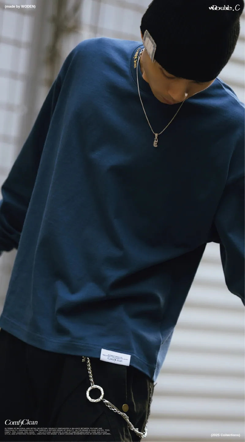 Double.C 2025 Autumn & Winter Simple LOGO L/S Tee