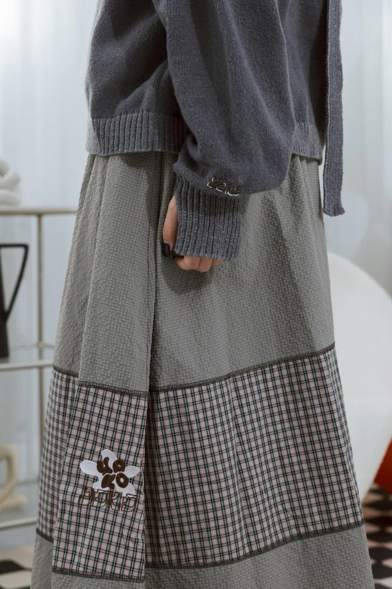YOKO Paneled Check Skirt