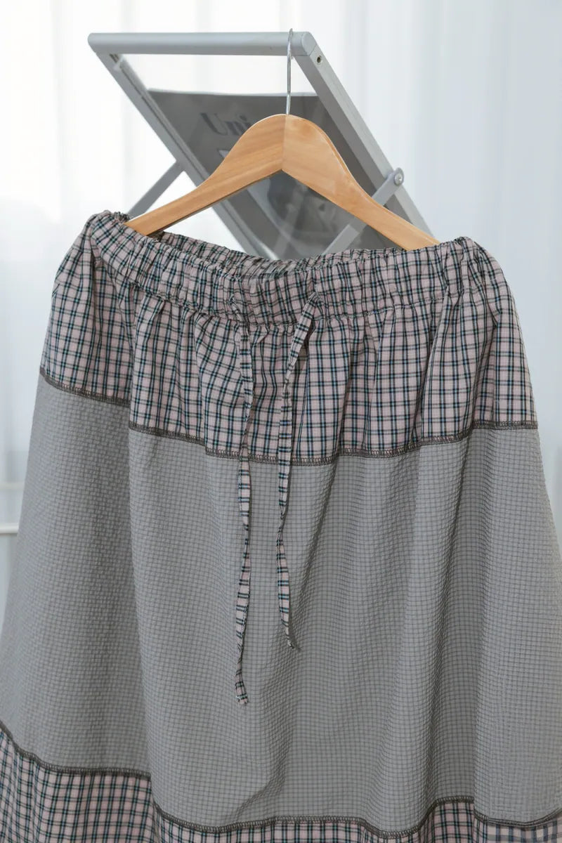 YOKO Paneled Check Skirt