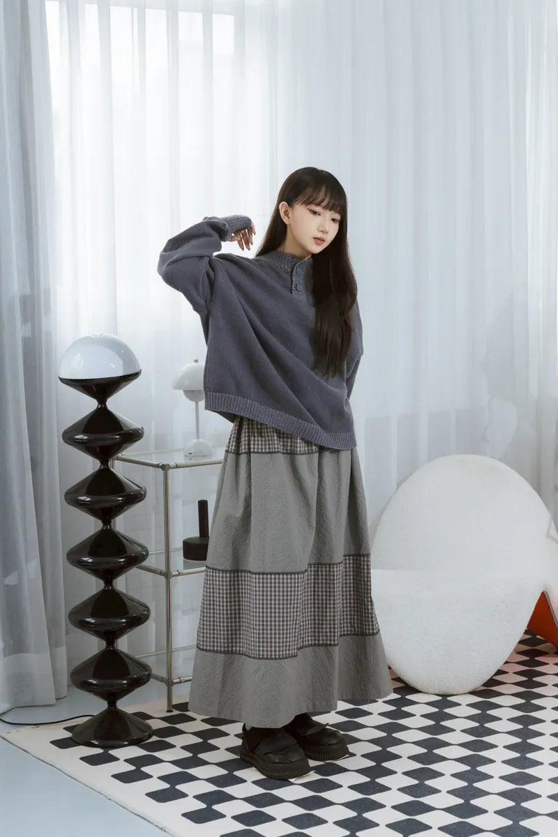YOKO Paneled Check Skirt