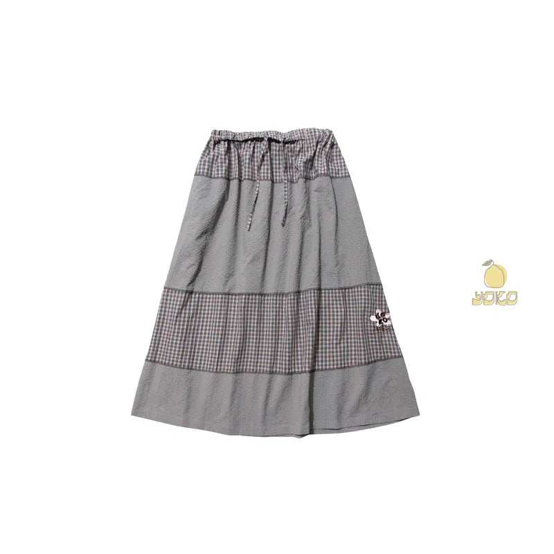 YOKO Paneled Check Skirt