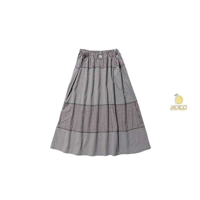 YOKO Paneled Check Skirt
