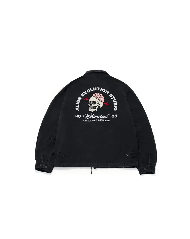 AES EMBROIDERED WHIMSICAL SKULL WASHED WORK JKT