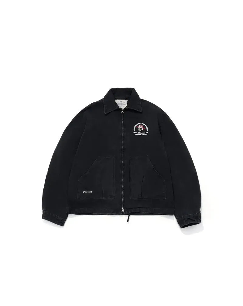 AES EMBROIDERED WHIMSICAL SKULL WASHED WORK JKT