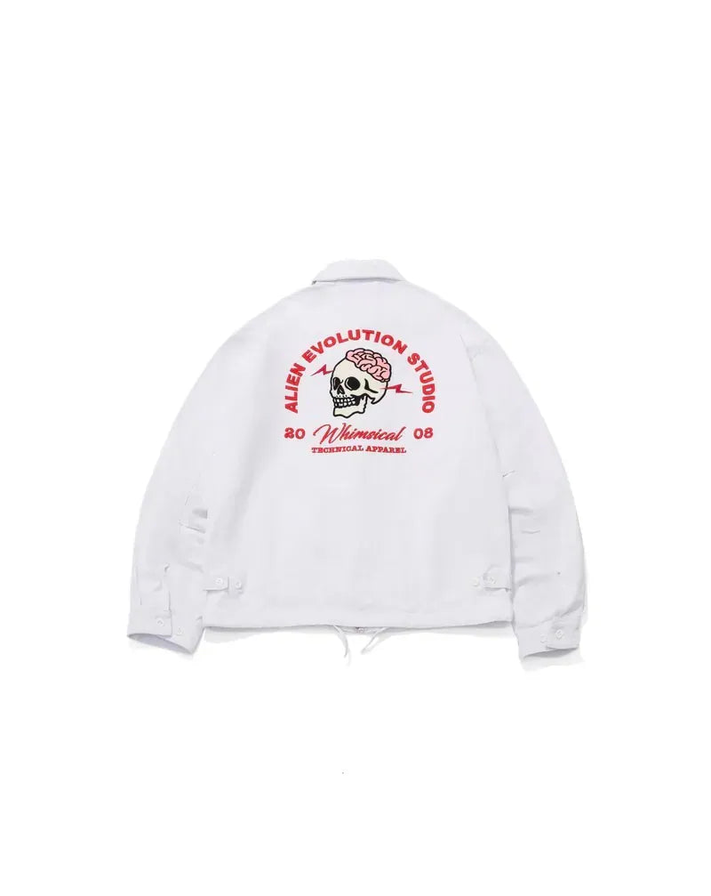 AES EMBROIDERED WHIMSICAL SKULL WASHED WORK JKT