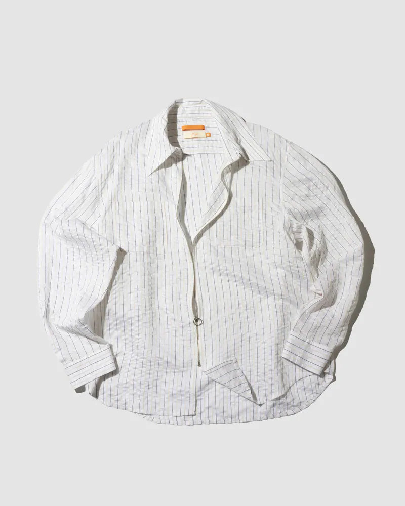 YANGI Pinstripe Jacquard Zip Shirt