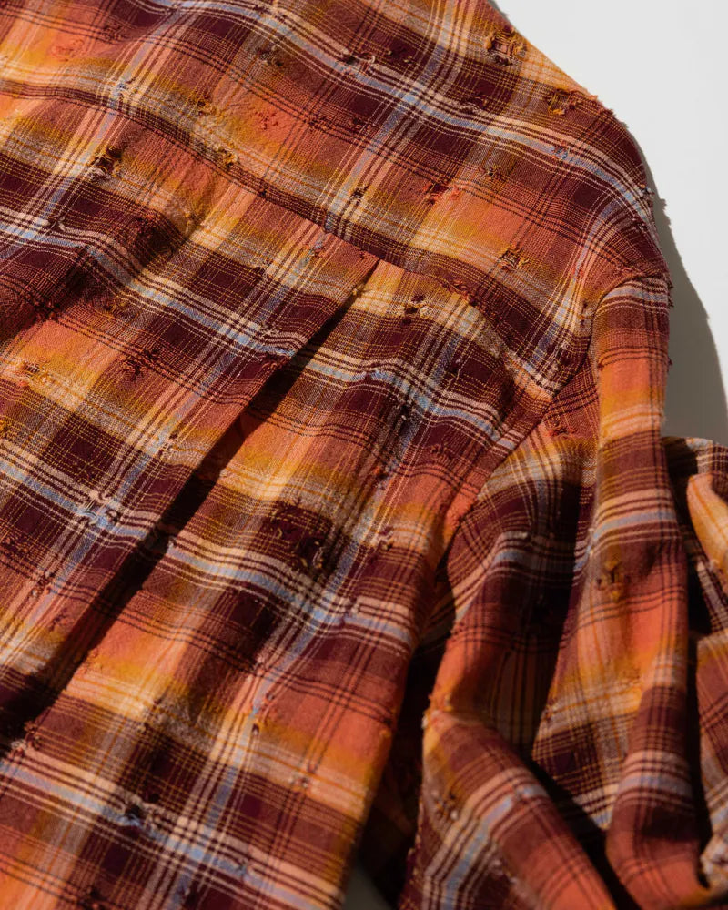 YANGI Distressed Plaid Shirt