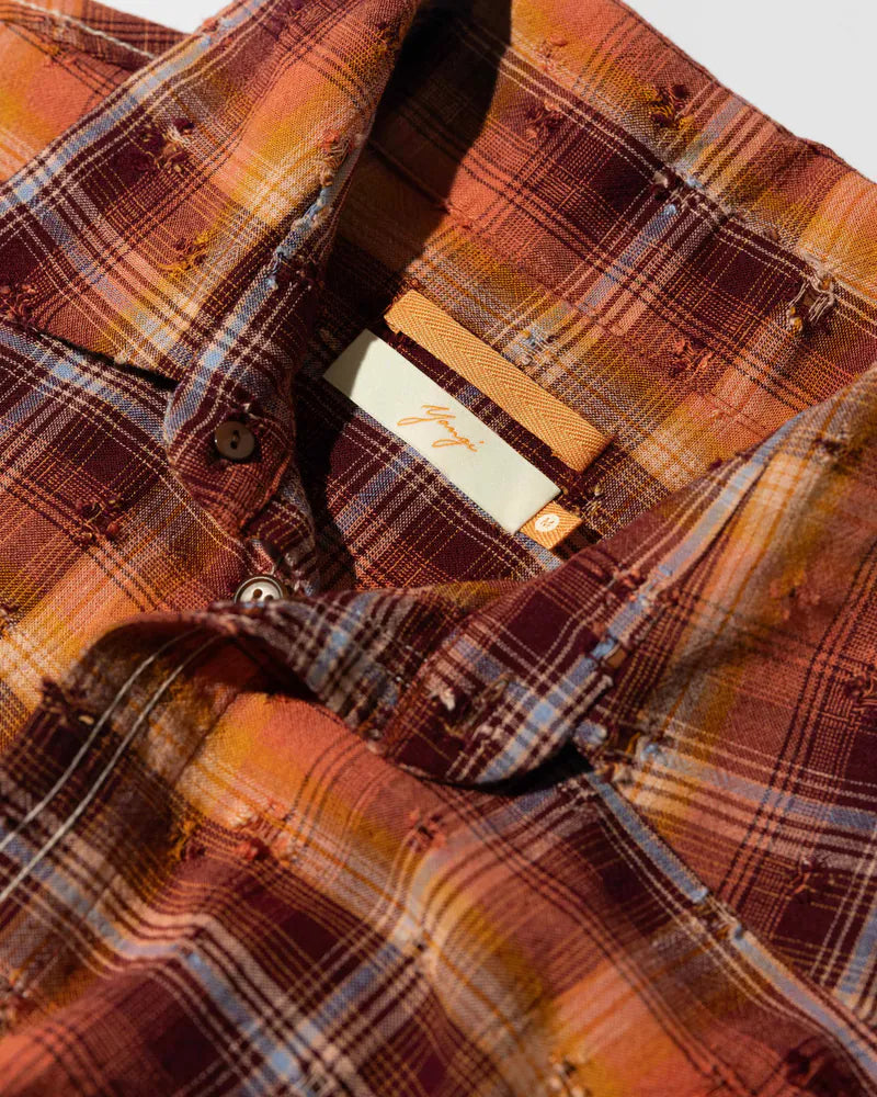 YANGI Distressed Plaid Shirt