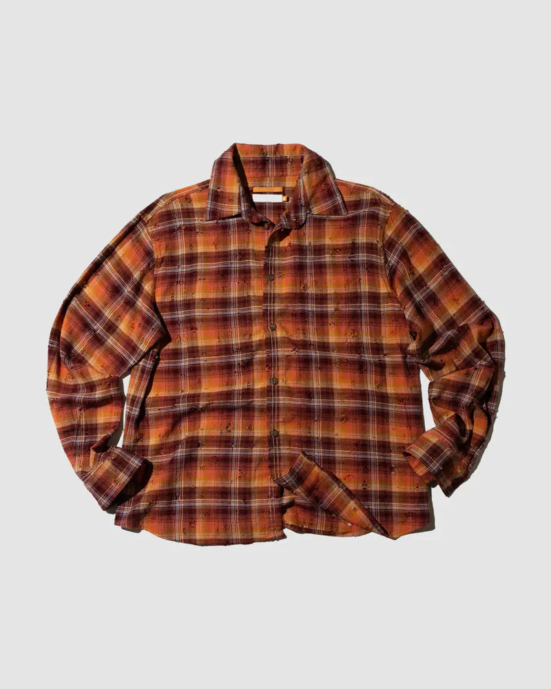 YANGI Distressed Plaid Shirt