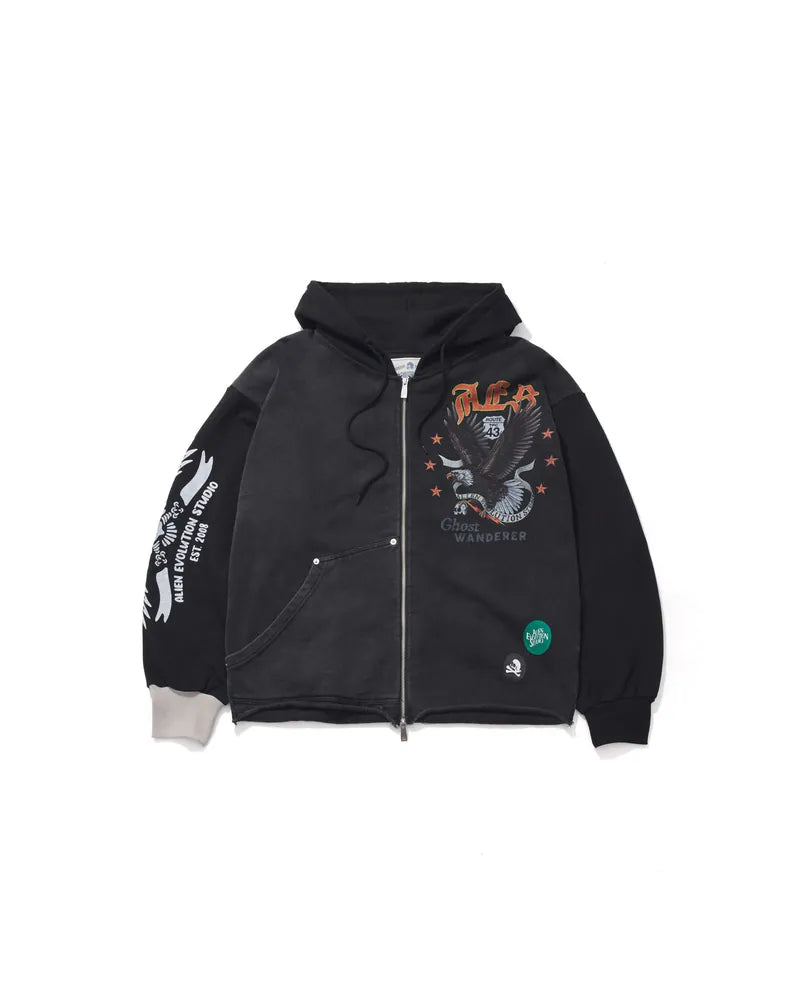 AES Bald Eagle Washed Zip Up Hoodie