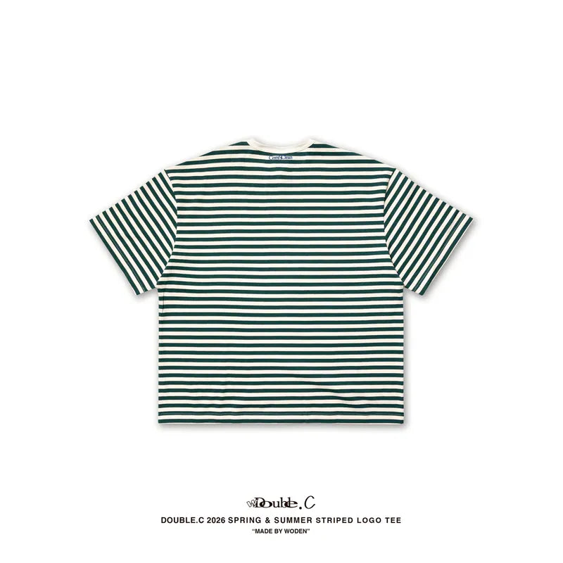 DoubleC 2026 Spring & Summer Striped LOGO Tee