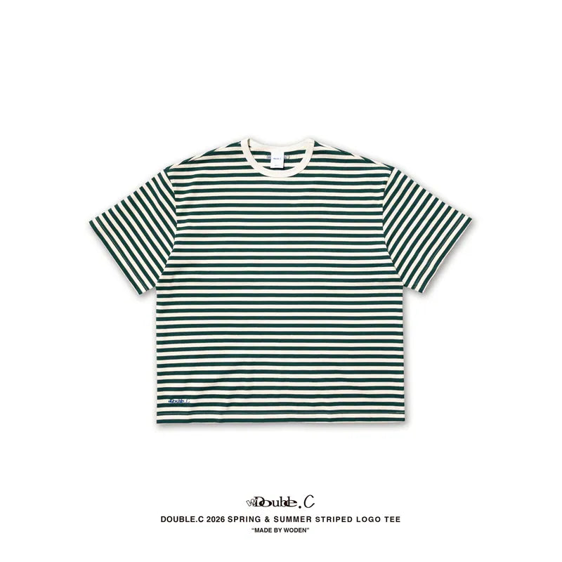 DoubleC 2026 Spring & Summer Striped LOGO Tee