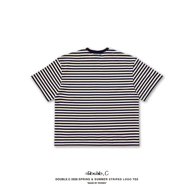 DoubleC 2026 Spring & Summer Striped LOGO Tee