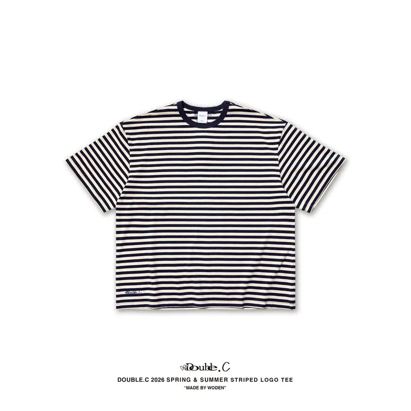 DoubleC 2026 Spring & Summer Striped LOGO Tee