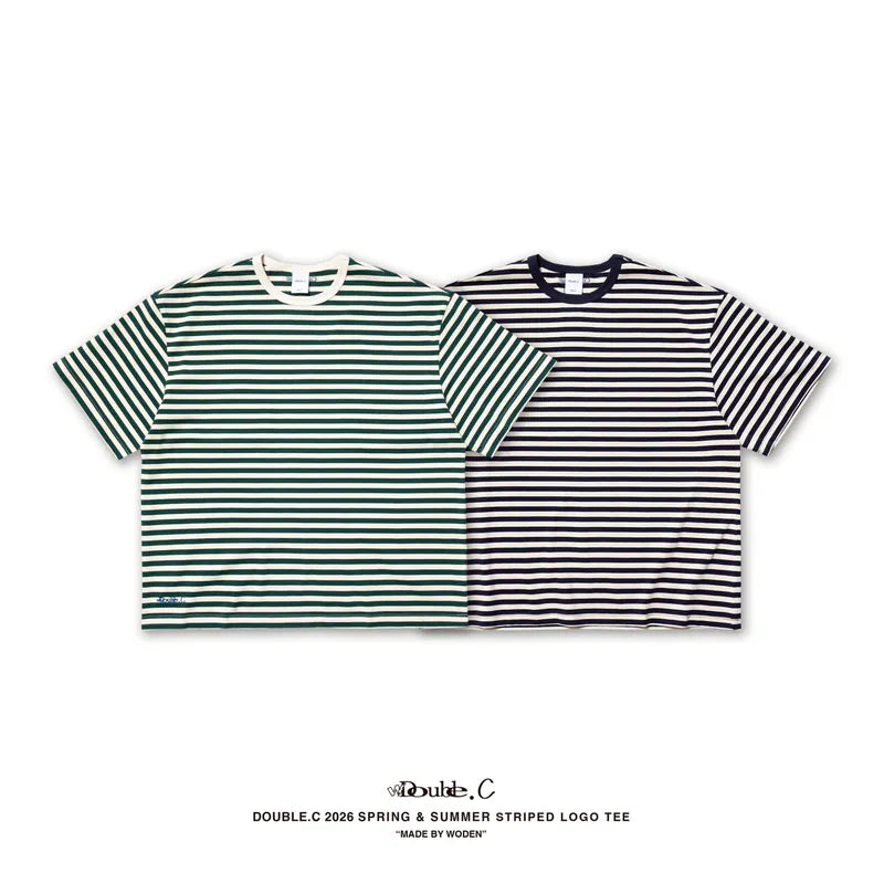 DoubleC 2026 Spring & Summer Striped LOGO Tee