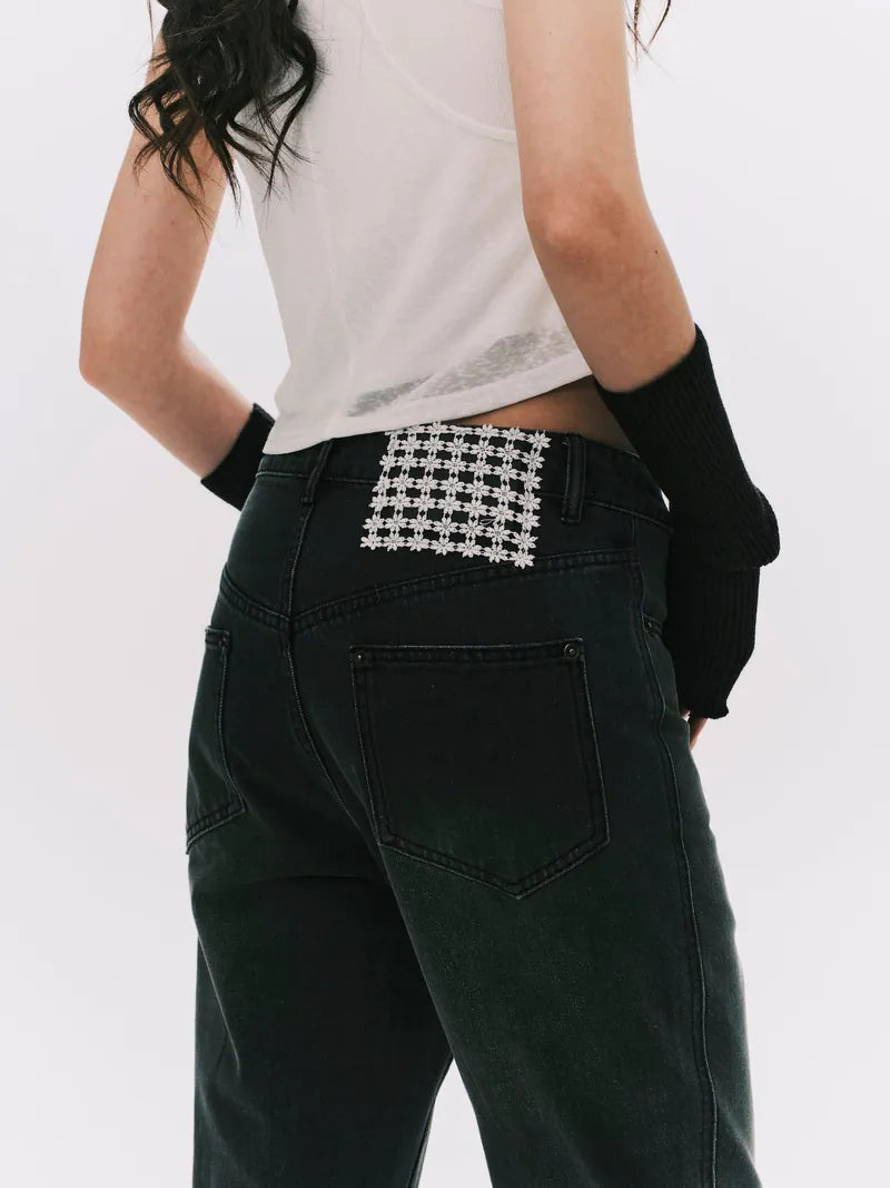 ANOWHEREMAN Boot Cut Denim Jeans