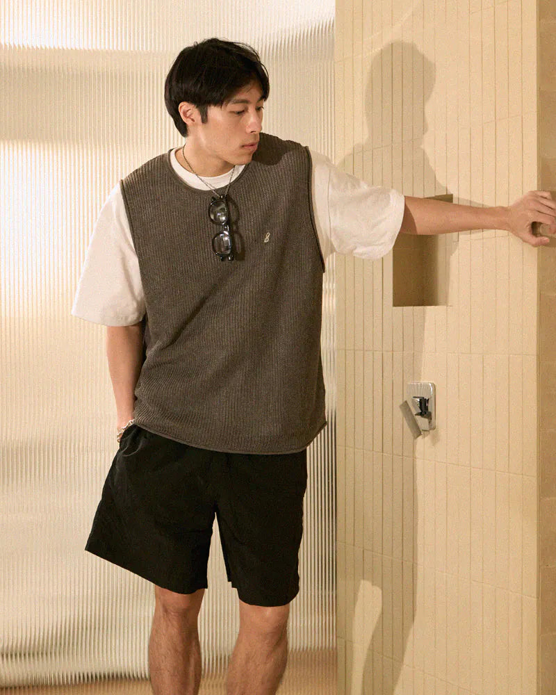 P.B.P - LYOCELL KNIT VEST - DARK GRAY