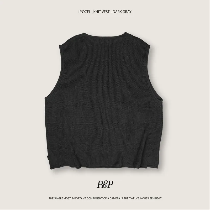 P.B.P - LYOCELL KNIT VEST - DARK GRAY