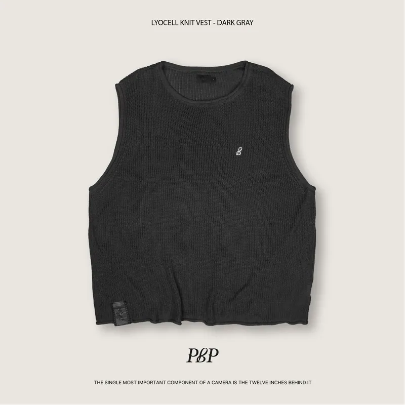 P.B.P - LYOCELL KNIT VEST - DARK GRAY