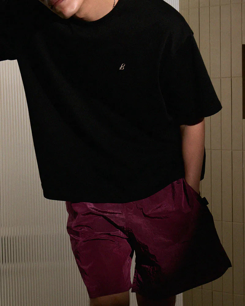 P.B.P - METALLIC DAILY SHORTS - BURGUNDY