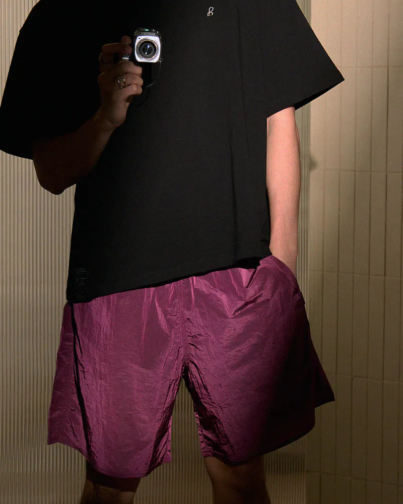 P.B.P - METALLIC DAILY SHORTS - BURGUNDY