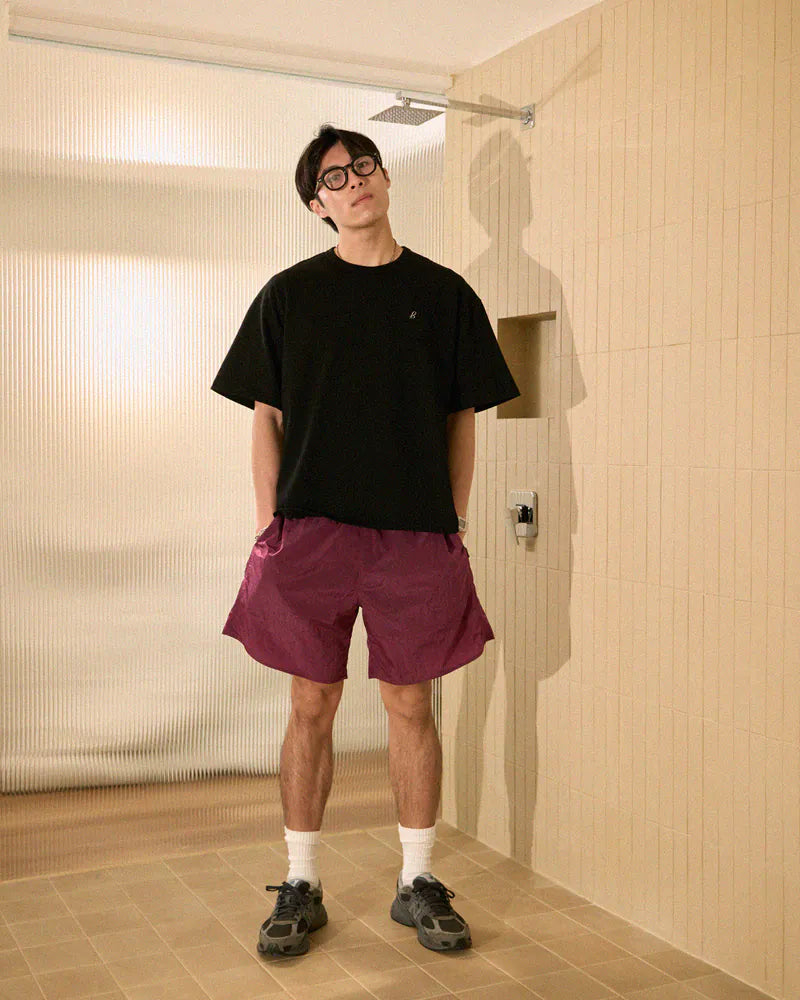 P.B.P - METALLIC DAILY SHORTS - BURGUNDY