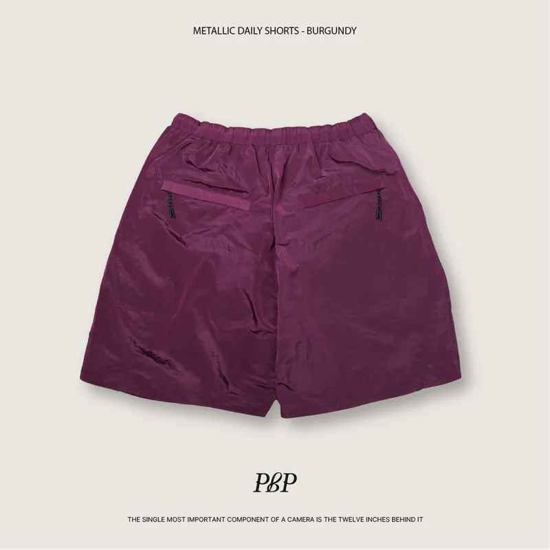 P.B.P - METALLIC DAILY SHORTS - BURGUNDY